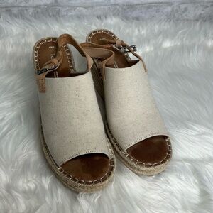 TOMS Women's Cream and Tan Espadrille Sandals 8.5